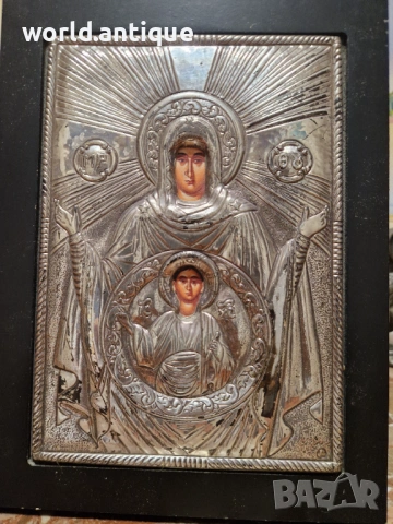 Страхотна антикварна сребърна икона със сертификат , снимка 3 - Антикварни и старинни предмети - 53913379