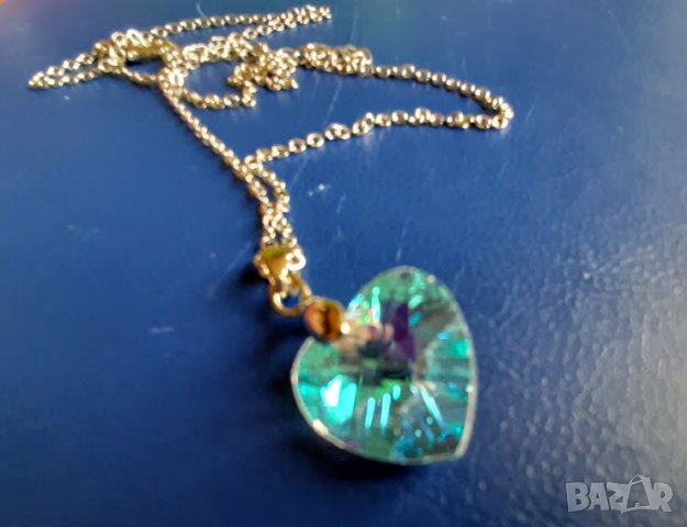 Колие от неръждаема стомана и сваровски кристал, сърце, снимка 3 - Колиета, медальони, синджири - 31620144