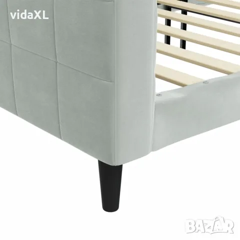 vidaXL Кушетка, светлосива, 90x200 см, кадифе, снимка 6 - Спални и легла - 56147271