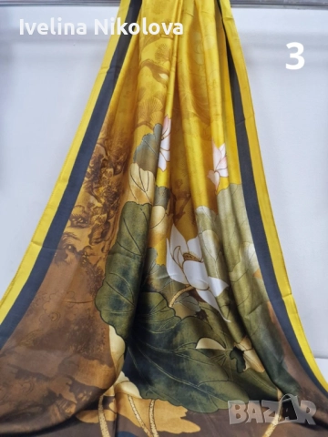 Дамски красив сатенен шал , снимка 4 - Шалове - 51625314