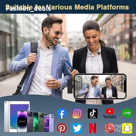 Нови 2 броя Безжични Микрофони  с Кутия за Зареждане iPhone и iPad, снимка 3 - Микрофони - 42745309