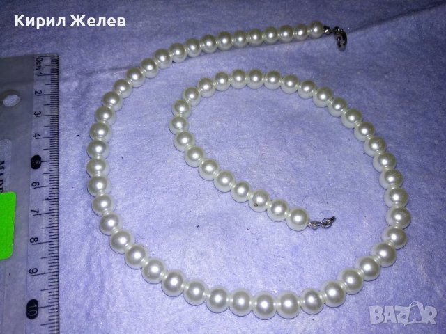 ПЕРЛЕНО ВИНТИДЖ АРТ КОЛИЕ ЧЕШКИ ПЕРЛИ РЕТРО АРТ НУВО СТИЛ БИЖУ 34744, снимка 4 - Колиета, медальони, синджири - 39179915