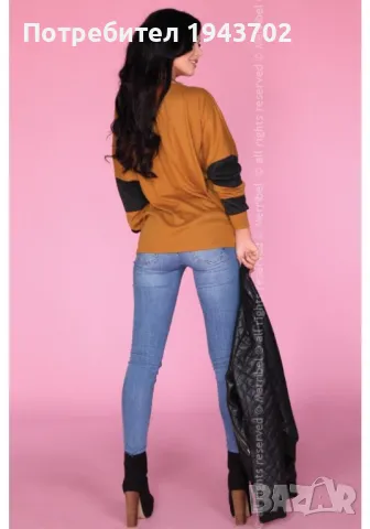 Дамска блуза в кафяв цвят CG027, снимка 2 - Блузи с дълъг ръкав и пуловери - 48118611