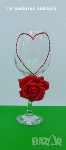Декорирана чаша със сърце и роза, снимка 8 - Декорация за дома - 37415644