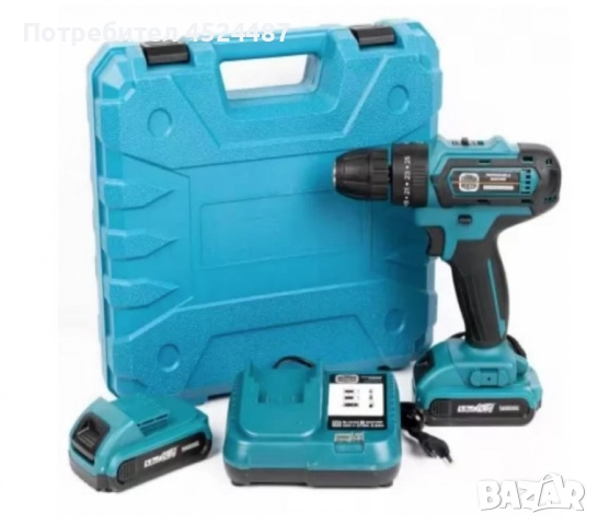 Акумулаторен винтоверт с две батерии и аксесоари