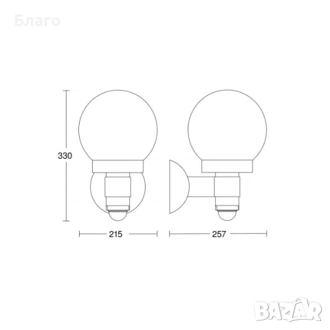 Steinel - Екстериорен аплик със сензор L 115 S 1xE27/60W/230V, снимка 2 - Външни лампи - 53307268