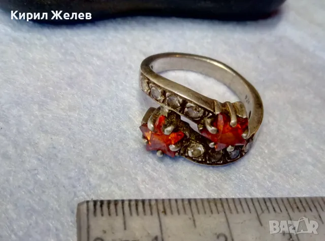 ШАРМАНТЕН СКЪПОЦЕНЕН СРЕБЪРЕН ПРЪСТЕН СРЕБРО 925 със ЗВЕЗДИЧКИ от ГРАНАТ и БЛЕСТЯЩИ ЦИРКОНИ 47491, снимка 9 - Пръстени - 49273093