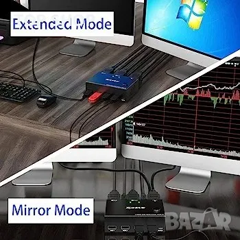 KVM Switch HDMI 2 Port 4K@30Hz Switcher за 2 компютъра, снимка 3 - Друга електроника - 48723896