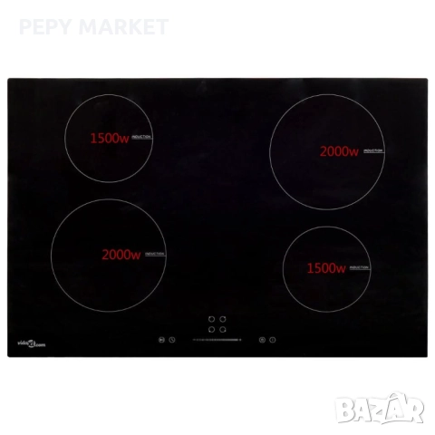Индукционен плот с 4 котлона сензорен контрол стъкло 77см 7000W  Цвят: Черен Материал: Термоустойчив, снимка 1