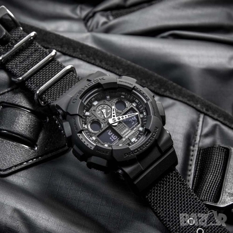 Нато каишка с адаптери черна за мъжки часовник Casio G-Shock GA-100 Nato Strap 