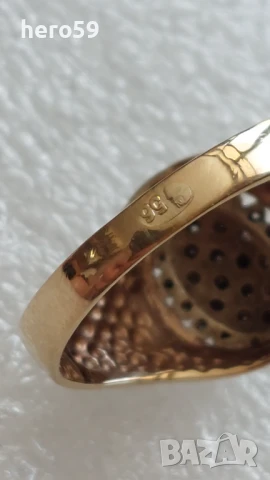 Руски златен пръстен 56 проба с диаманти, снимка 6 - Пръстени - 51221626