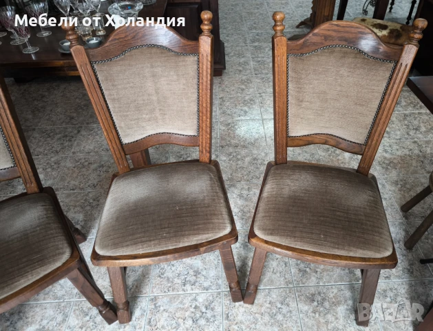 4 дъбови стола с дамаска, снимка 2 - Столове - 50999573