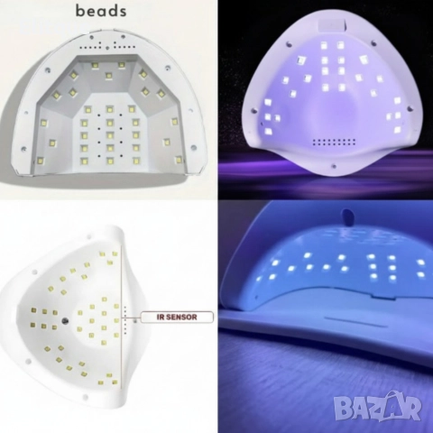 Професионална UV/LED лампа POLYUV 110W – За всички гел лакове, авто сензор, таймери, снимка 5 - Соларни лампи - 52739651