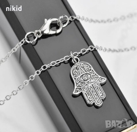 сребристо колие с хамса ръката на Фатима, снимка 4 - Форми - 29971675