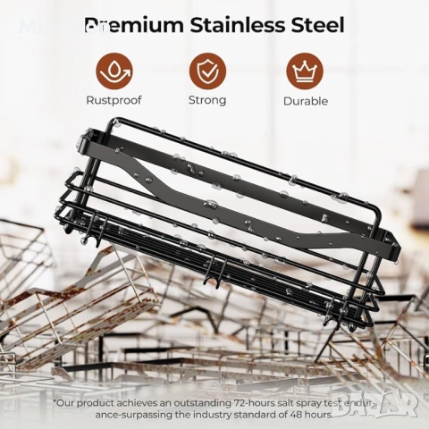 Нов Душ рафт от неръждаема стомана, без пробиване, самозалепващ се, за баня, шампоан, балсам, снимка 3 - Други стоки за дома - 54204638