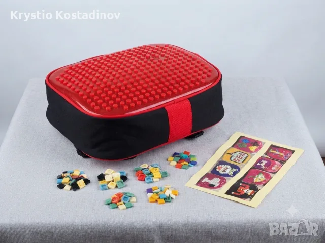 Детска креативна раница с пиксели/мозайки (LEGO стил)
