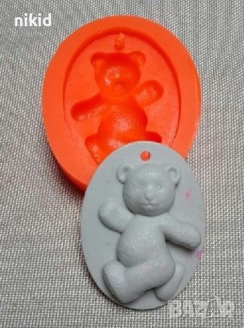Мече вървящо рамка овал силиконов молд форма фондан шоколад гипс