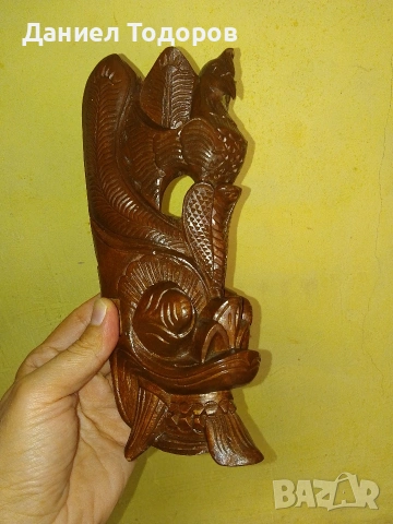 Стара Дървена Маска, Дърворезба - Орел и Дракон, снимка 9 - Антикварни и старинни предмети - 54236116