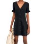 Нова - 55% къса черна рокля Zara на копчета с волани S размер , снимка 1 - Рокли - 40551667