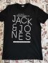 Jack& Jones - L-Мъжка оригинална черна тениска с бяла щампа 