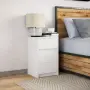 vidaXL Нощно шкафче с LED осветление, бяло, инженерно дърво, снимка 4