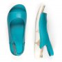 Носени размер 38 произведени в България женски 100% естествена кожа тюркоаз равни сандали, снимка 2