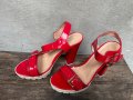 Дамски червени сандали на ток, снимка 3