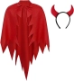 Комплект костюм за Хелоуин Дявол, червен назъбен плащ, рога, червен триъгълен зъбец, косплей костюм, снимка 6