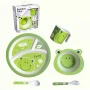 Детски комплект за хранене Bamboo Fibre kids set Frog 5 броя прибори за хранене Жаба, снимка 2