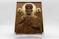 Релефна икона на Свети Николай Чудотворец – позлатена с варак, снимка 4