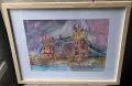Tower Bridge – оригинална акварелна картина с рамка и паспарту, снимка 1
