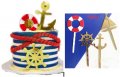 Котва Рул Пояс Лодка морски сет пластмасови топери за торта украса декор