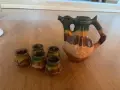 Стара керамична бъклица и керамичен сервиз за ракия, снимка 3