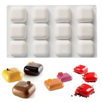 12 обли квадрати квадратчета хапки кубчета квадрат силиконов молд форма фондан шоколад десерти , снимка 1 - Форми - 44297922