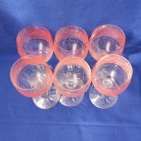 Разкошни ретро ракиени чаши, калиево стъкло, ръчна гравюра – 6 бр, снимка 5 - Чаши - 44496914