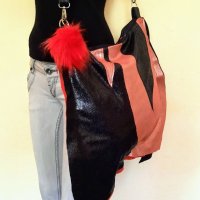 #Асиметрична #дамска #чанта от #естествена #кожа + #подарък! Ръчна изработка!, снимка 2 - Чанти - 33690464