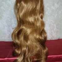 Медено червеникава много дълга 80 см. нова перука с бритон, снимка 6 - Аксесоари за коса - 40539115