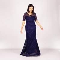 ИЗГОДНО Официална дълга дантелена дамска рокля в тъмно синьо и кралско лилаво от 269 на 179лв, снимка 5 - Рокли - 44192083