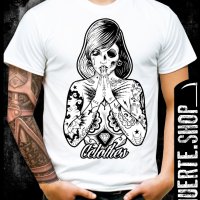 Тениска с щампа PRAYING TATTOO GIRL, снимка 1 - Тениски - 42764815