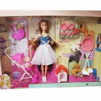 Кукла Ahelos, Момиче с домашни любимци, Кафява коса, Пластмасови, снимка 1 - Кукли - 40508841