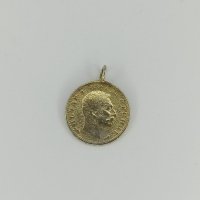 Медальон висулка 1915 50 пара Сърбия сребърна монета с позлата, снимка 2 - Колиета, медальони, синджири - 35501152
