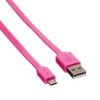 Кабел USB-A към Micro USB-B 2.0 Roline 11.02.8762 Розов 1м, USB-A to Micro USB-B M/M, снимка 3 - USB кабели - 31301397