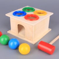 Дървена игра с чук и топки, снимка 1 - Други - 39635737