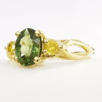Дизайнерски женски златен пръстен със сапфир и диаманти, снимка 5 - Пръстени - 40543020
