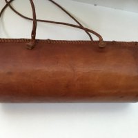 Винтидж френска чанта от 60-те естествена кожа цвят коняк, снимка 12 - Чанти - 29939273