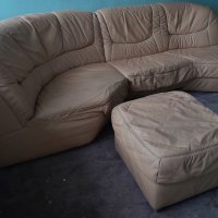 Бежов диван естествена кожа, снимка 6 - Дивани и мека мебел - 37954914
