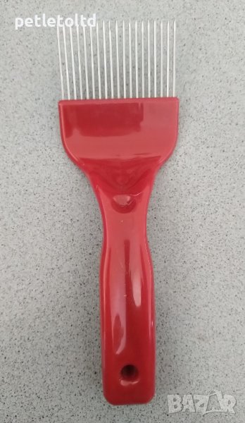 Пчеларска вилица за разпечатване с INOX зъби и червена дръжка, снимка 1