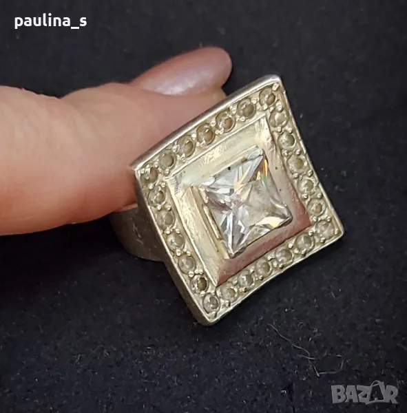 Винтидж / Масивен сребърен пръстен с Фианит и циркони / проба 925 Житен клас , снимка 1