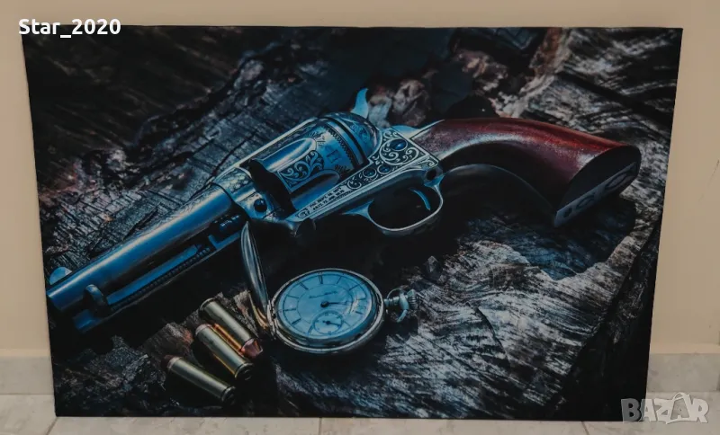 Светеща картина с LED осветление - револвер, снимка 1