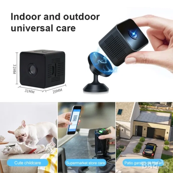 Мини Камера за наблюдение, Full HD 1080P, нощно виждане, снимка 1